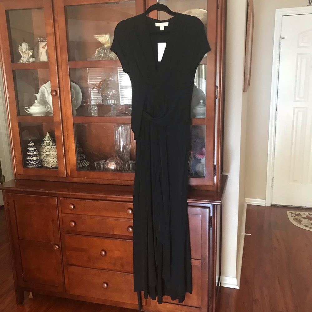 NWT Michael Kors Black Knit Hi Low Maxi Dress 12